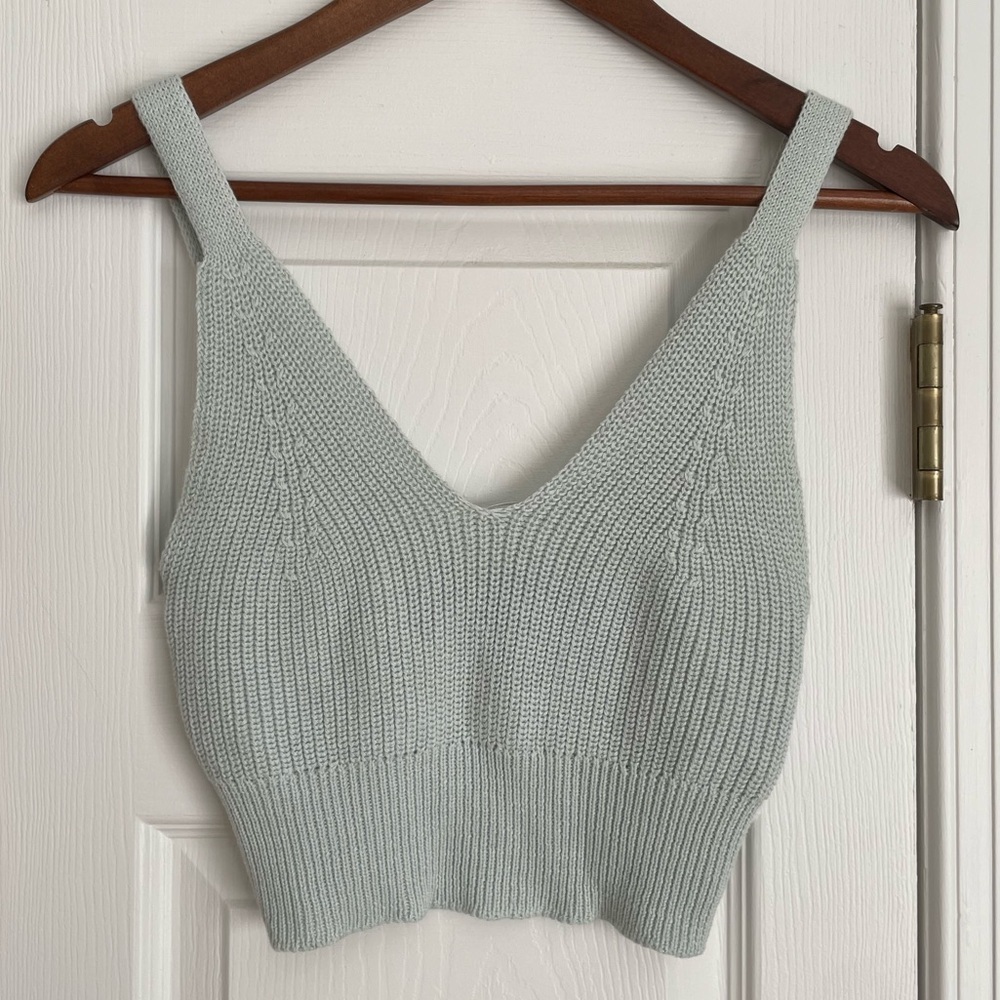 NEW Z SUPPLY Summer Sweater Cami Crop Tank Top Skylight Blue/Green - Picture 4 of 14